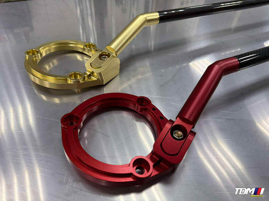 TDMi Billet Alloy & Carbon Fiber Front Strut Bar for VB WRX | High-Performance Upgrade